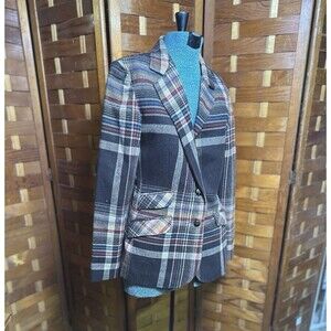 Ten-Four Womens Vintage Brown Plaid Blazer Size XS 70s